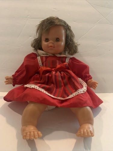 Vtg dark hair girl doll - 19”,
